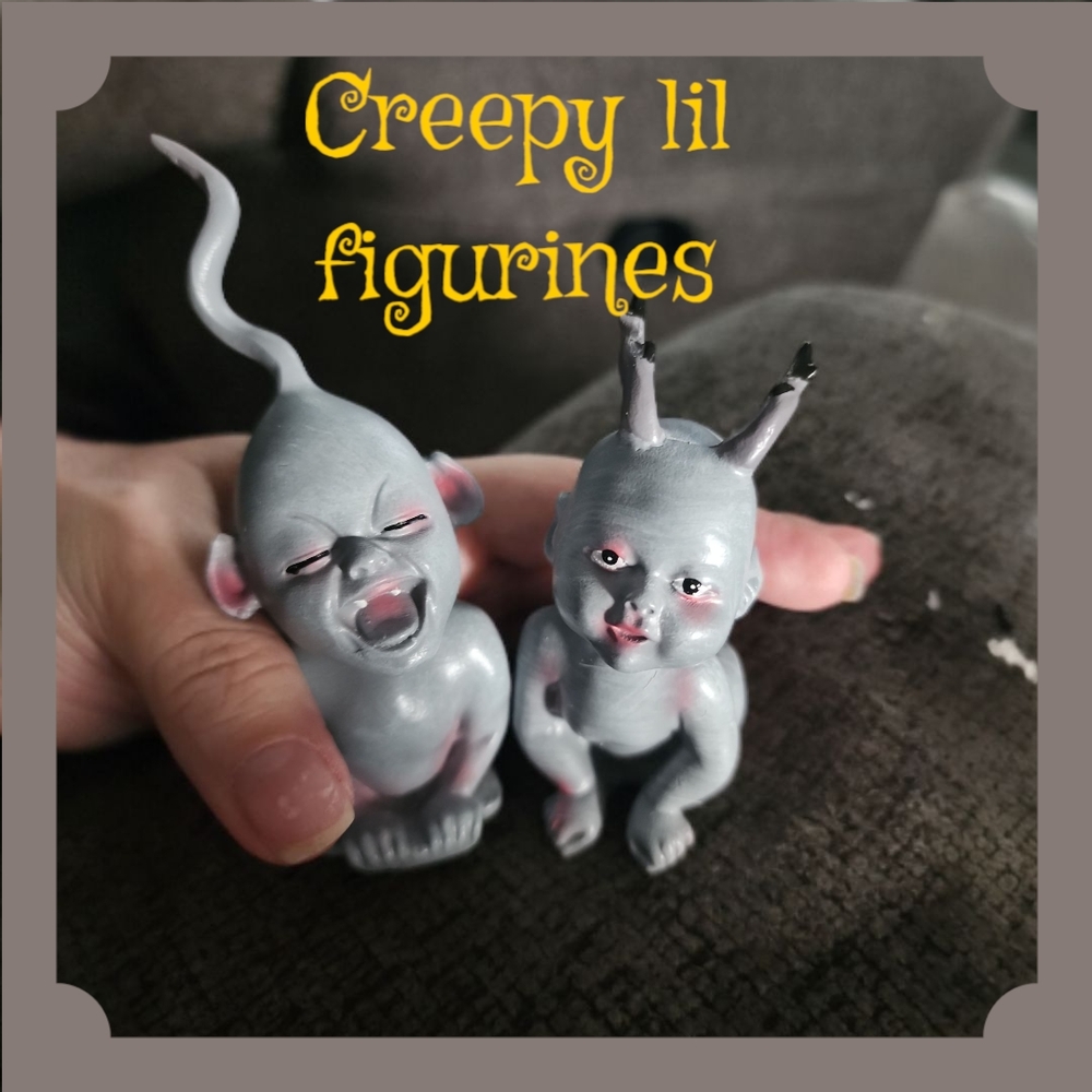 Creepy Baby Resin Statues Set Of 2